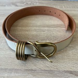 Anthropologie Cream Leather Belt Size 2X